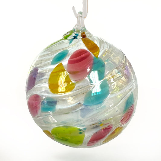 Confetti Hand Blown Glass Round Ornament