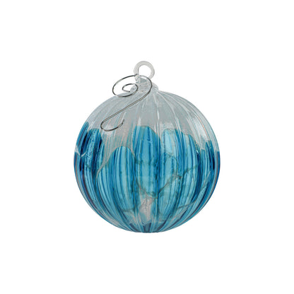 Aqua Snow Flurry Handblown Glass Ornament