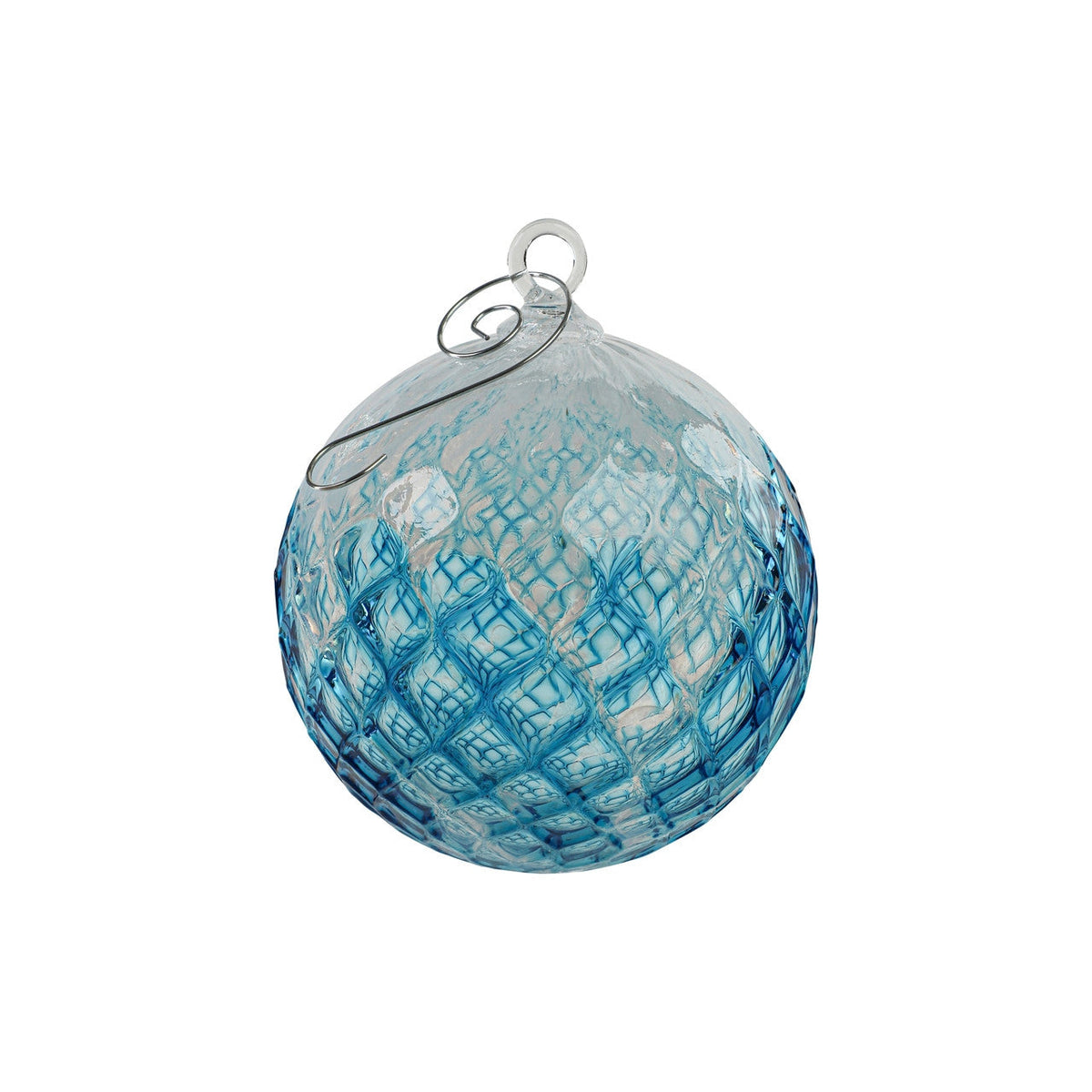 Aqua Snow Flurry Handblown Glass Ornament