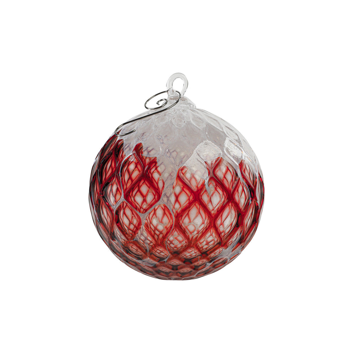 Cranberry Snow Flurry Handblown Glass Ornament