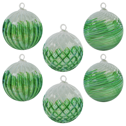 Evergreen Snow Flurry Handblown Glass Ornament